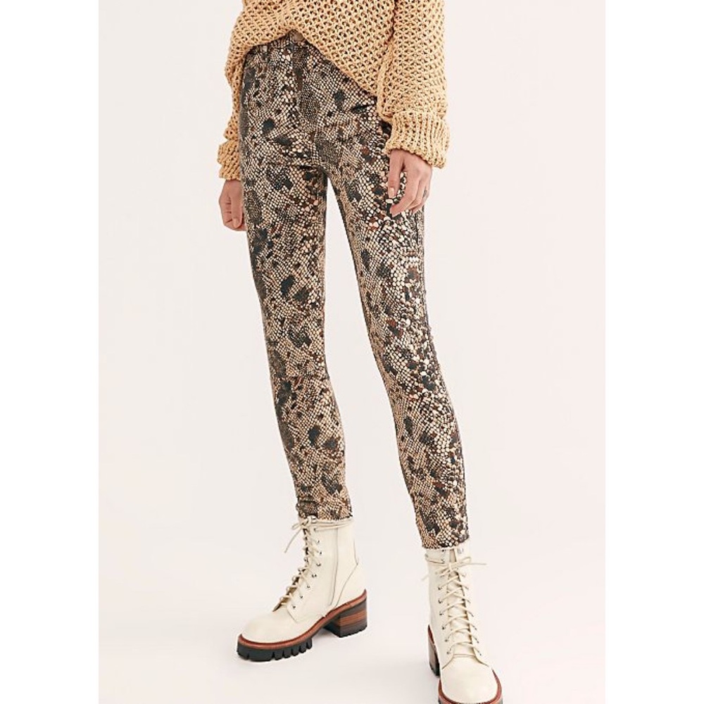 Free People High Rise Snakeskin Printed Jeggings